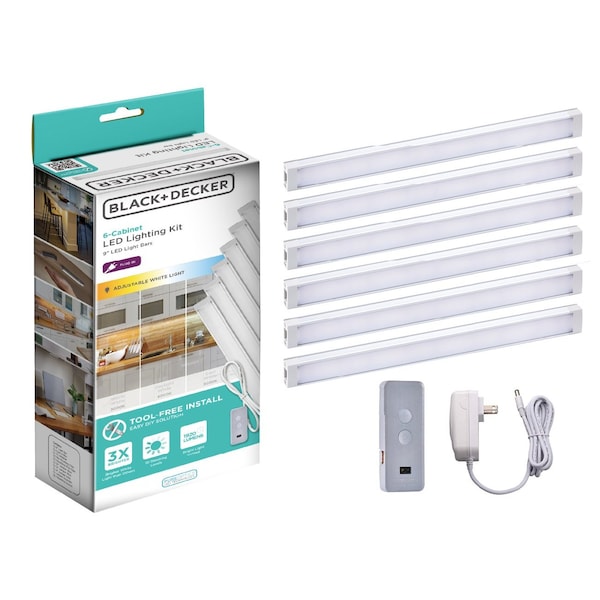 Black & Decker LED Under Cabinet Lighting Kit, Motion Senser, Dimmable, 3 Color Settings, 6 9 in. Bars LEDUC9-6CCT - main